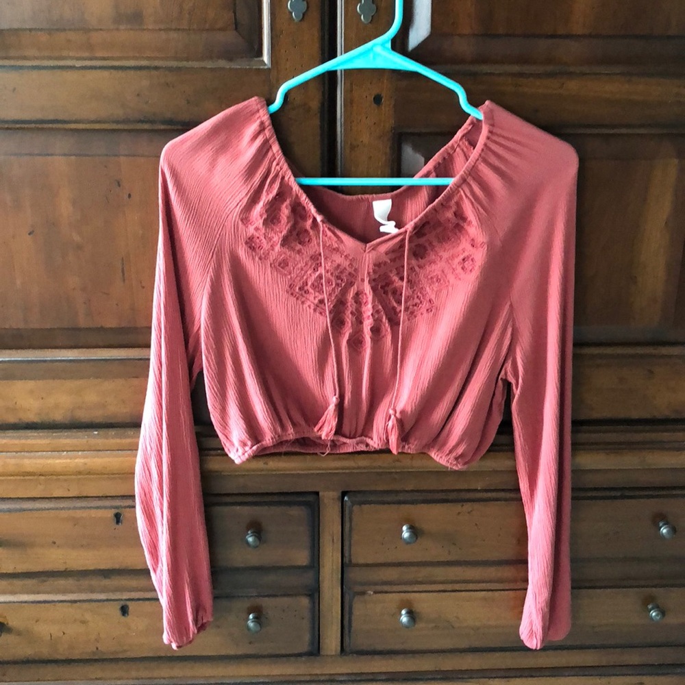 rusty cropped top embroidered in front